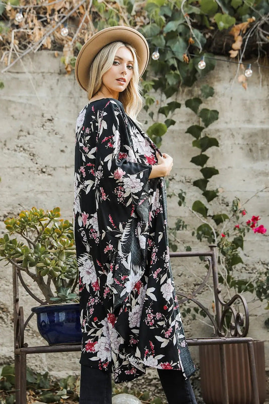 Leto Collection Floral Butterfly Sleeve Kimono - Luna Rossi