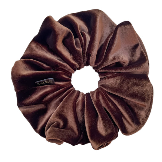 Brown Jasper Oversized Velvet Scrunchie - Luna Rossi