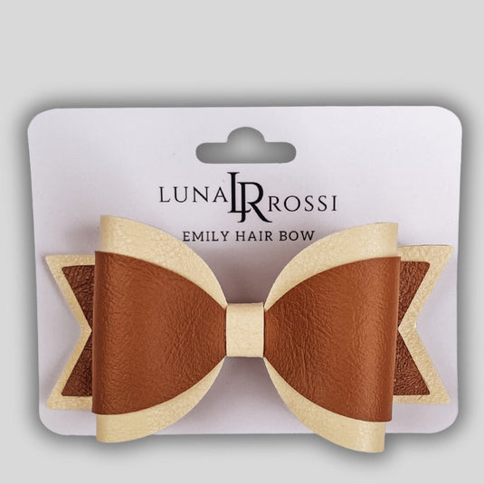 Emily Hair Bow - Caramel & Cream - Luna Rossi