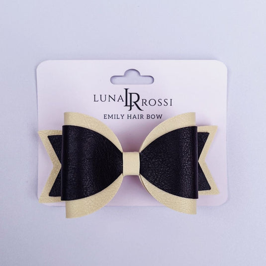 Emily Hair Bow - Cream & Brown - Luna Rossi