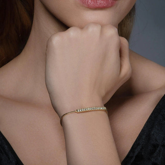 Gold Crystal Bar bracelet With Adjustable Bead Fastening - Luna Rossi