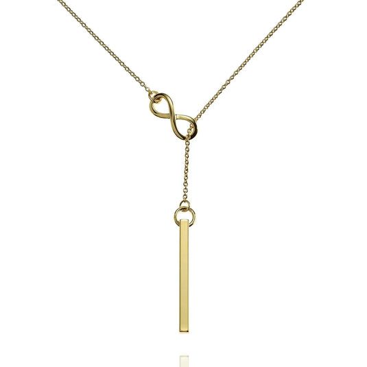 Gold Infinity Y Necklace With A Vertical Bar - Luna Rossi