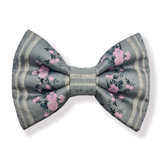 Olivia Hair Bow - Grey & Pink Florals - Luna Rossi