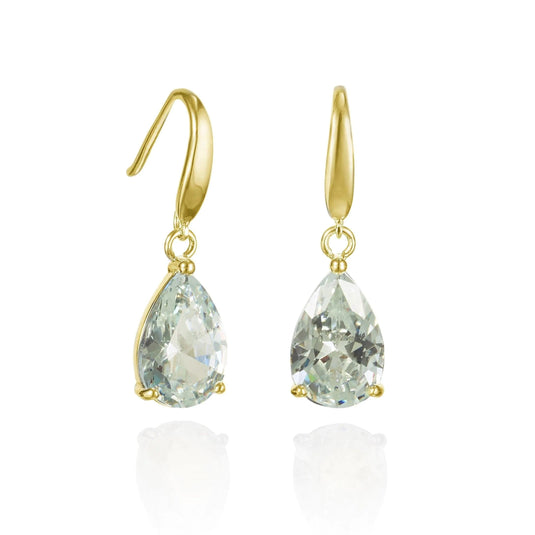 Pear Drop Earrings With Clear Cubic Zirconia Stones - Luna Rossi